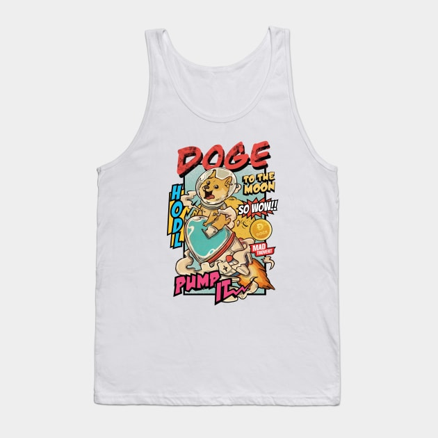 Doge To The Moon Retro Tank Top by Madtrovert